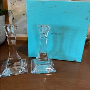 Tiffany & Co. Clear Crystal Candlestick Pair